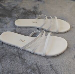 Tkees Leather 3 Strap Minimalist Flat Slide Sandals